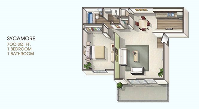 Park Place at Fair Oaks Apartments_Fair Oaks CA_Floor Plans_One Bedroom One Bathroom Park Place at Fair Oaks Apartments_Fair Oaks CA_Floor Plans_One Bedroom One Bathroom